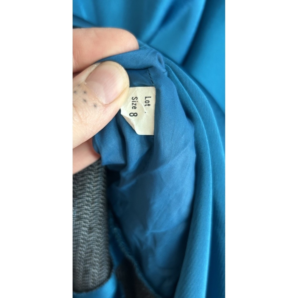 Vintage 70s 80s Joan Sparks Daniel Barrett Teal Satin Midi Dress‎ 8 Art Deco - Picture 11 of 13